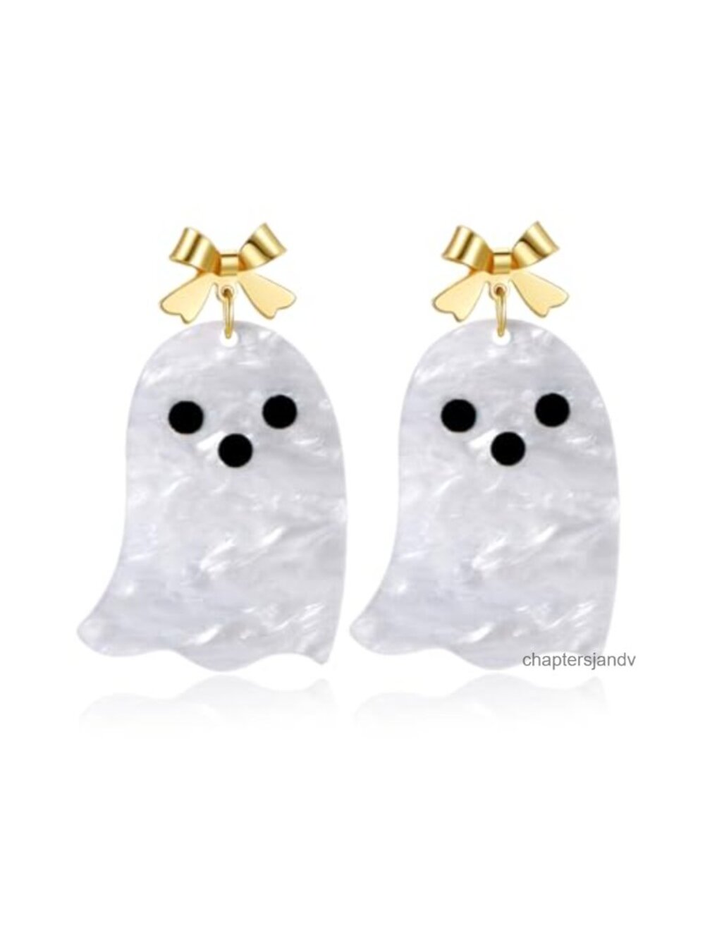 14K Gold Plated Ghost Dangle Earrings Acrylic Halloween Jewelry